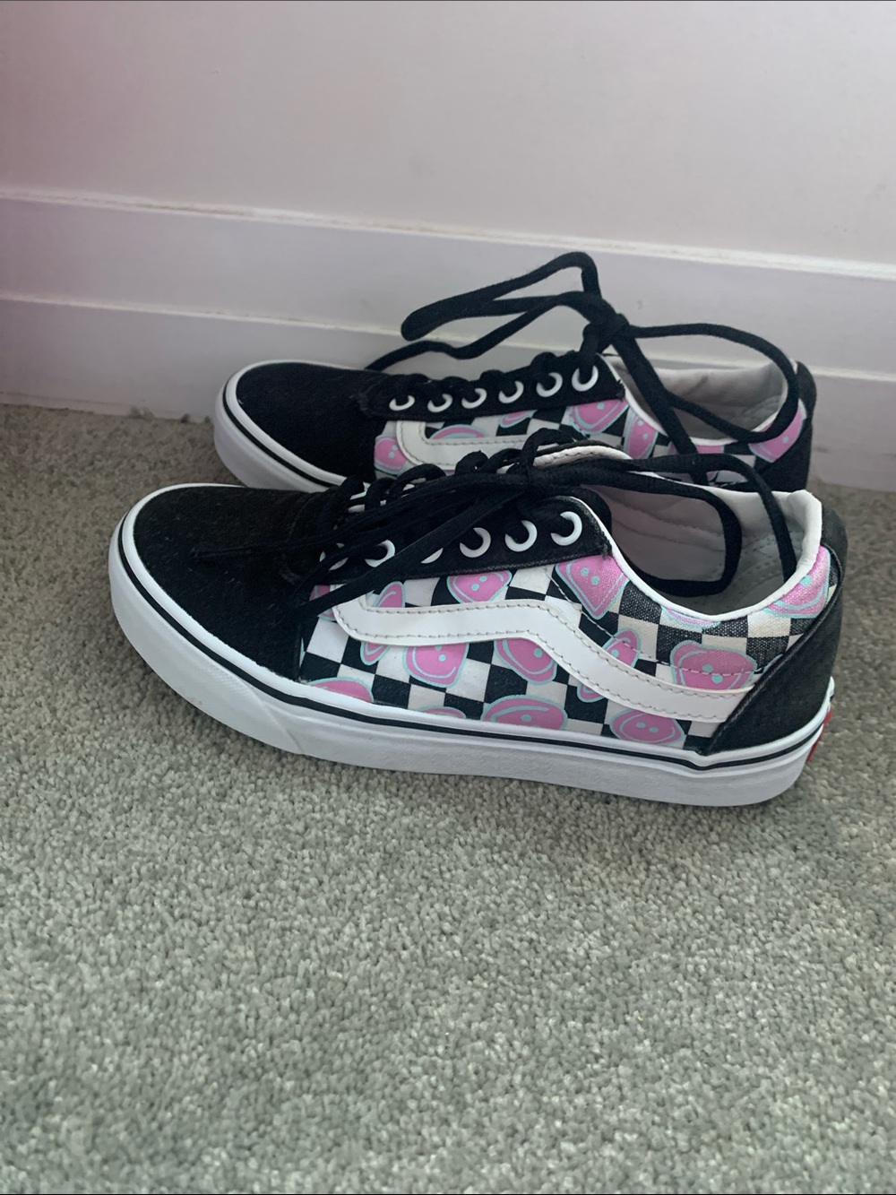 Vans Black and Pink Checker Low-Top Sneakers